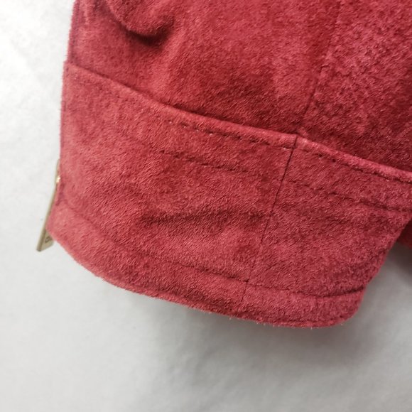 Dennis Basso Women's Red Leather Full Zip Lined Coat Jacket - Picture 11 of 13